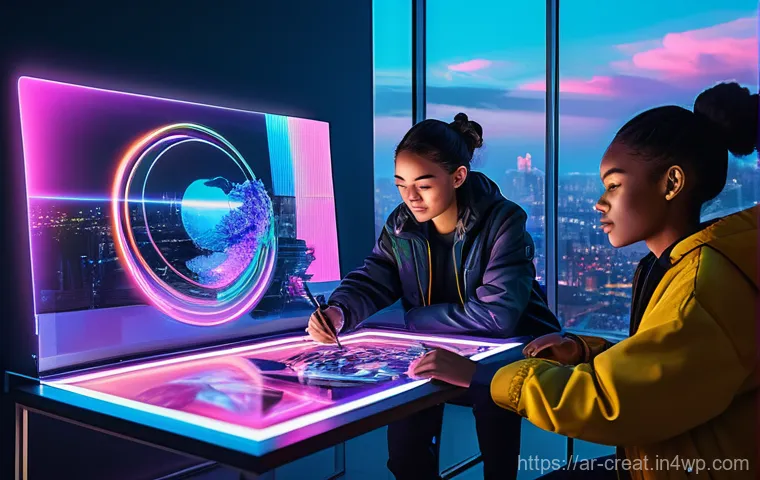 AI 콘텐츠 생성과 저작권의 관계 - Prompt 1: Futuristic Creative Collaboration**